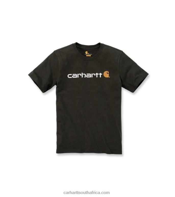 Men Alpine Blue Heather 6D80X127 Carhartt Relaxed Fit Heavyweight Short-Sleeve Logo Graphic T-Shirt