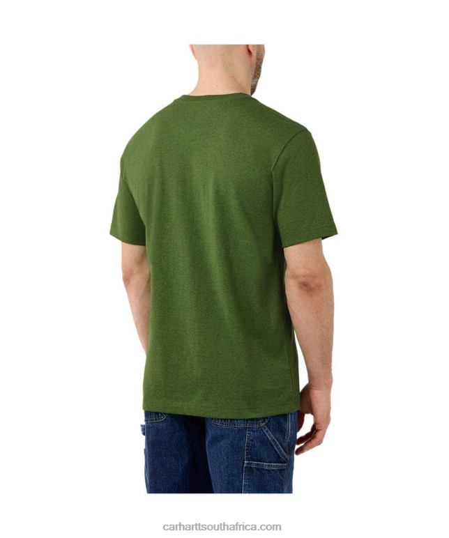 Men Alpine Blue Heather 6D80X127 Carhartt Relaxed Fit Heavyweight Short-Sleeve Logo Graphic T-Shirt