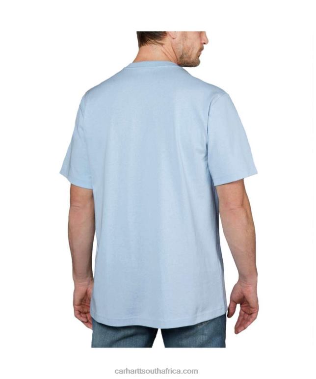 Men Alpine Blue Heather 6D80X127 Carhartt Relaxed Fit Heavyweight Short-Sleeve Logo Graphic T-Shirt