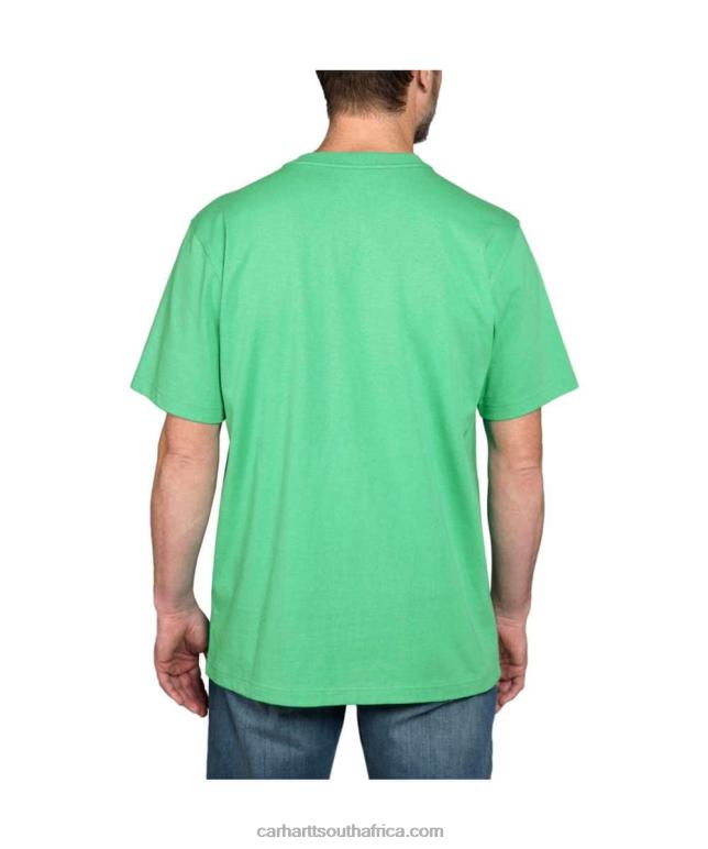 Men Alpine Blue Heather 6D80X127 Carhartt Relaxed Fit Heavyweight Short-Sleeve Logo Graphic T-Shirt