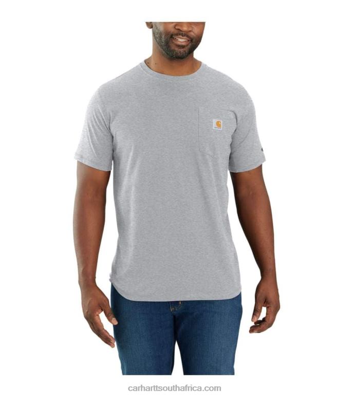 Men Basil Heather 6D80X125 Carhartt Force Relaxed Fit Midweight Short-Sleeve Pocket T-Shirt