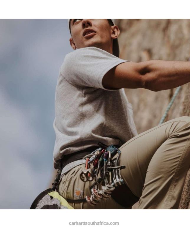 Men Basil Heather 6D80X125 Carhartt Force Relaxed Fit Midweight Short-Sleeve Pocket T-Shirt