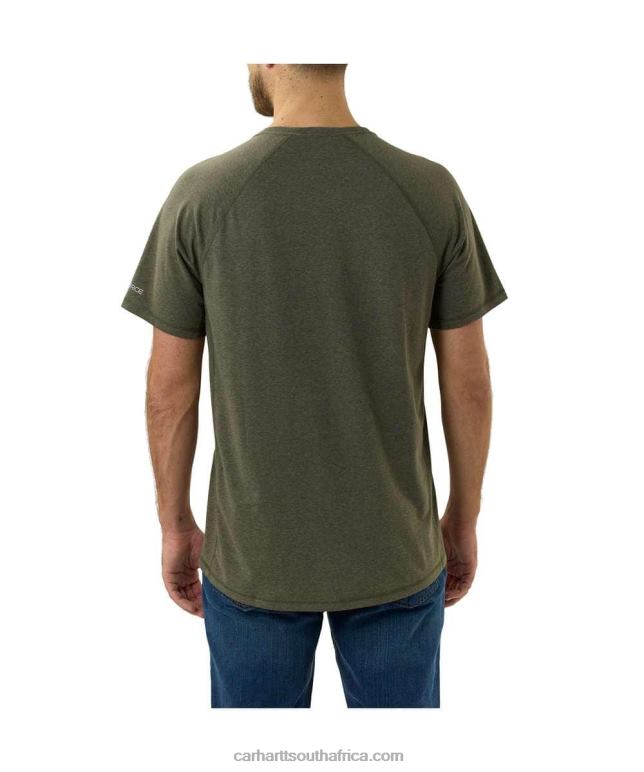 Men Basil Heather 6D80X125 Carhartt Force Relaxed Fit Midweight Short-Sleeve Pocket T-Shirt
