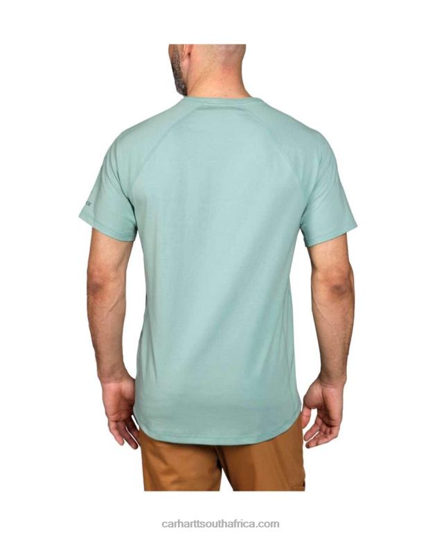 Men Basil Heather 6D80X125 Carhartt Force Relaxed Fit Midweight Short-Sleeve Pocket T-Shirt