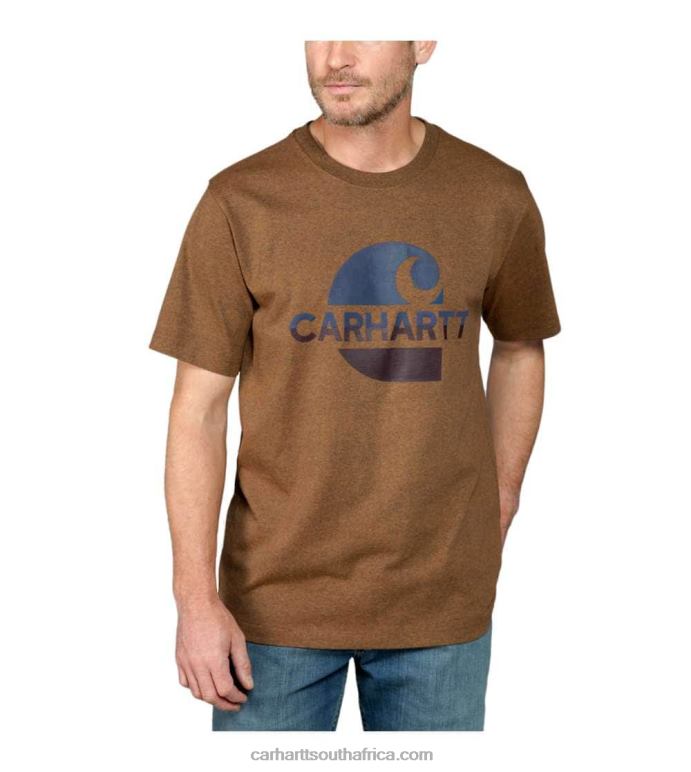 Men Black 6D80X119 Carhartt Relaxed Fit Heavyweight Short-Sleeve 'C' Graphic T-Shirt