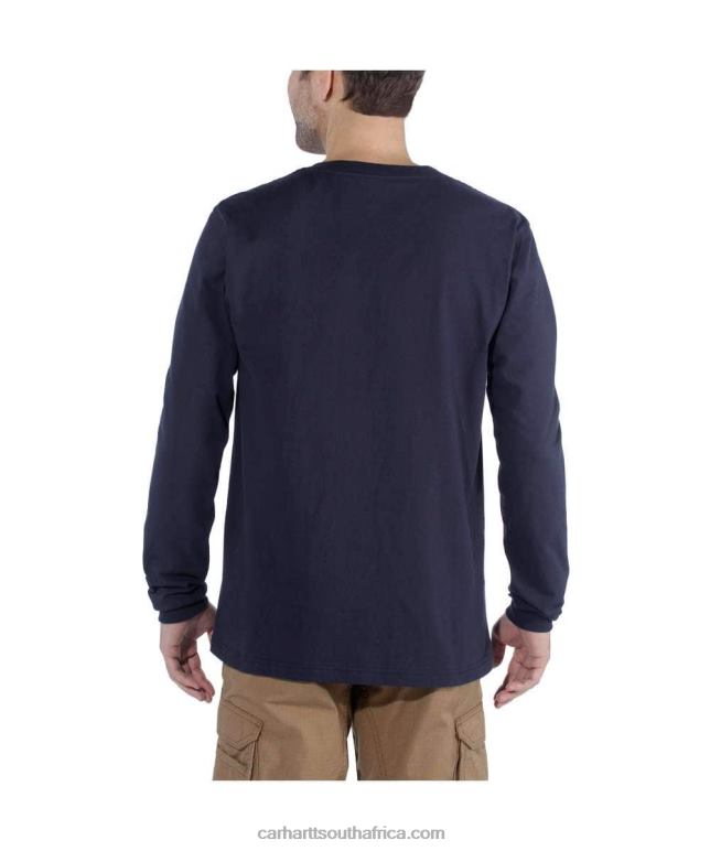 Men Black 6D80X128 Carhartt Relaxed Fit Heavyweight Long-Sleeve Logo Graphic T-Shirt