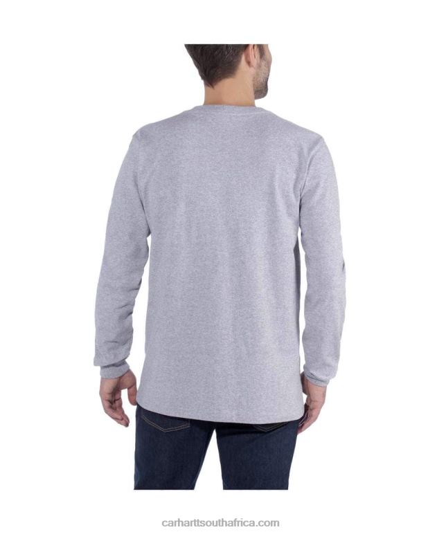 Men Black 6D80X128 Carhartt Relaxed Fit Heavyweight Long-Sleeve Logo Graphic T-Shirt