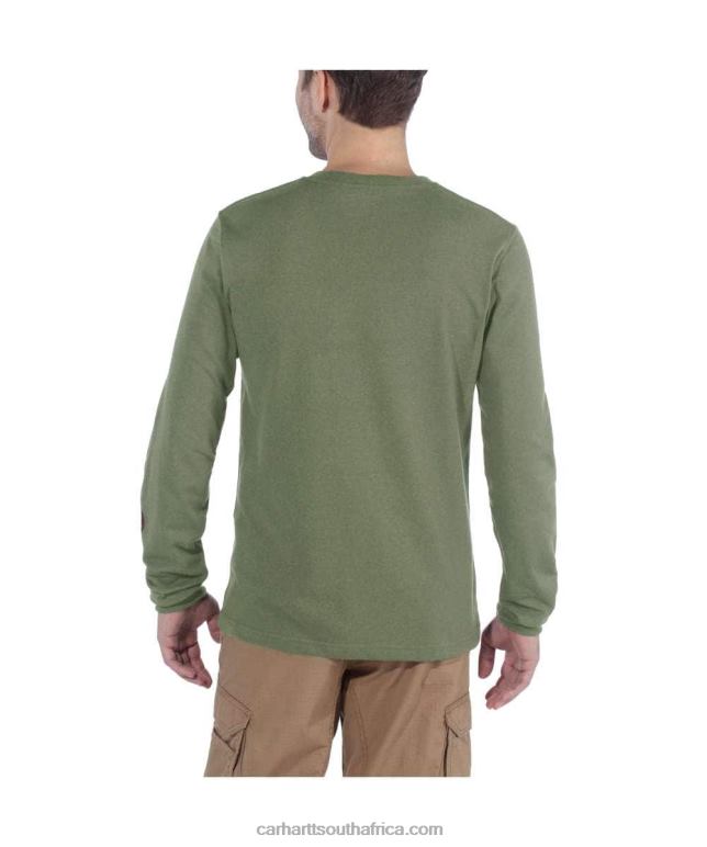 Men Black 6D80X130 Carhartt Relaxed Fit Heavyweight Long-Sleeve Logo Sleeve Graphic T-Shirt