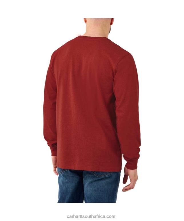 Men Black 6D80X130 Carhartt Relaxed Fit Heavyweight Long-Sleeve Logo Sleeve Graphic T-Shirt