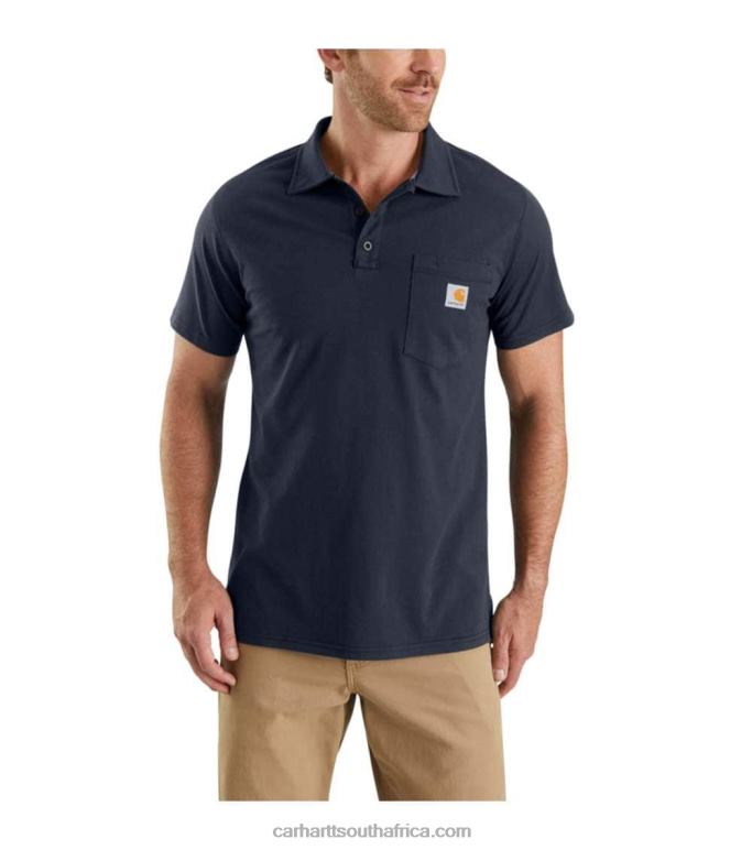Men Black 6D80X131 Carhartt Force Relaxed Fit Midweight Short-Sleeve Pocket Polo