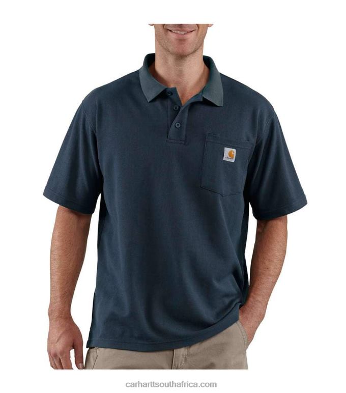 Men Black 6D80X137 Carhartt Loose Fit Midweight Short-Sleeve Pocket Polo