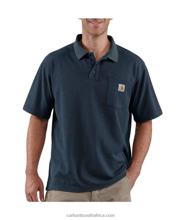 Men Black 6D80X137 Carhartt Loose Fit Midweight Short-Sleeve Pocket Polo