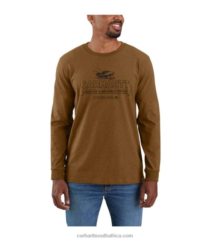 Men Black 6D80X140 Carhartt Relaxed Fit Heavyweight Long-Sleeve Super Dux Graphic T-Shirt