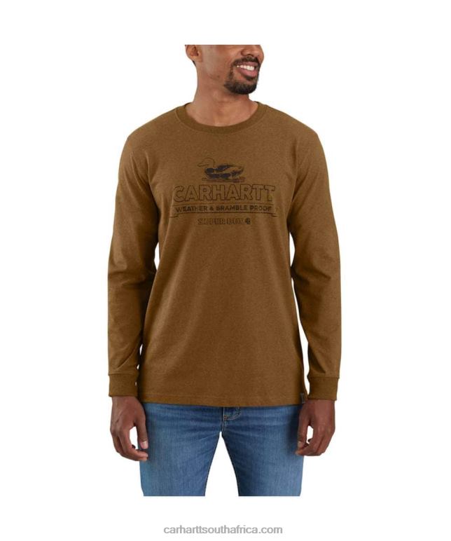 Men Black 6D80X140 Carhartt Relaxed Fit Heavyweight Long-Sleeve Super Dux Graphic T-Shirt