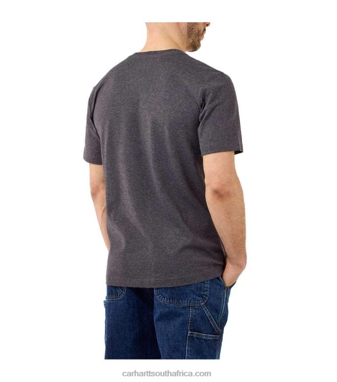 Men Carbon Heather 6D80X134 Carhartt Relaxed Fit Heavyweight Short-Sleeve Logo Graphic T-Shirt