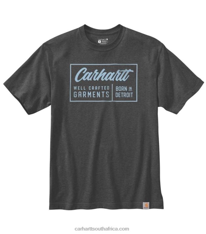 Men Carbon Heather 6D80X136 Carhartt Relaxed Fit Heavyweight Short-Sleeve Crafted Graphic T-Shirt
