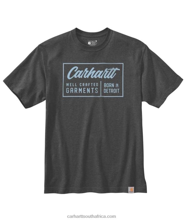 Men Carbon Heather 6D80X136 Carhartt Relaxed Fit Heavyweight Short-Sleeve Crafted Graphic T-Shirt