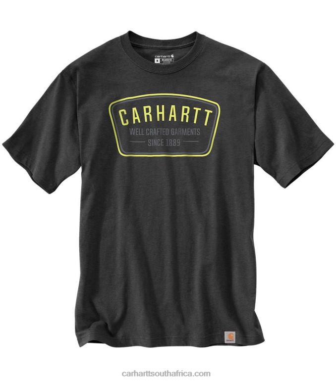 Men Carbon Heather 6D80X139 Carhartt Relaxed Fit Heavyweight Short-Sleeve Pocket Crafted Graphic T-Shirt