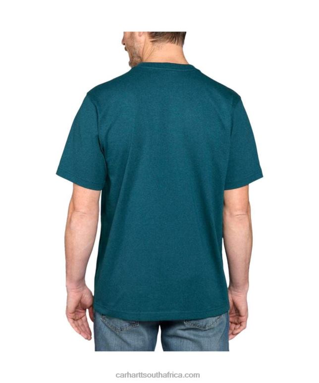 Men Jade Heather 6D80X120 Carhartt Relaxed Fit Heavyweight Short-Sleeve Line Graphic T-Shirt