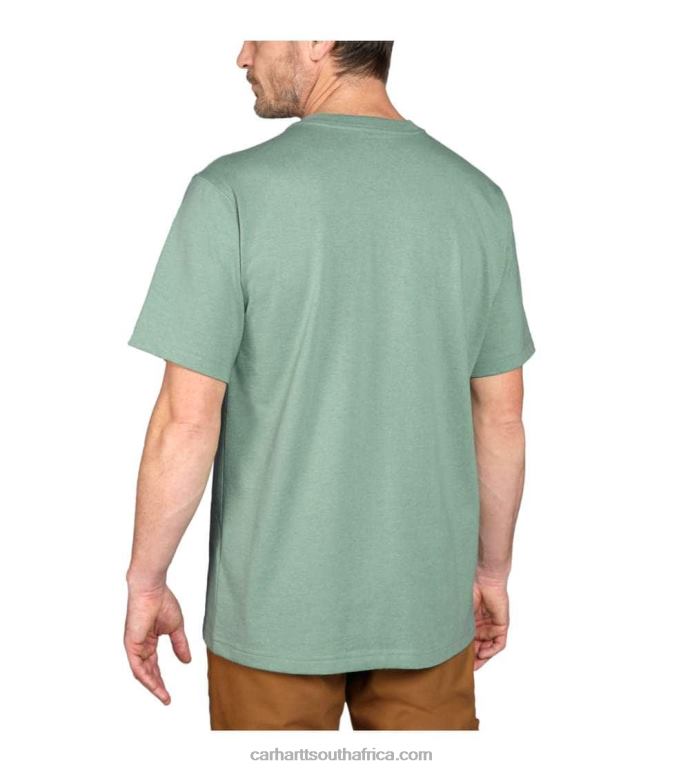 Men Jade Heather 6D80X120 Carhartt Relaxed Fit Heavyweight Short-Sleeve Line Graphic T-Shirt