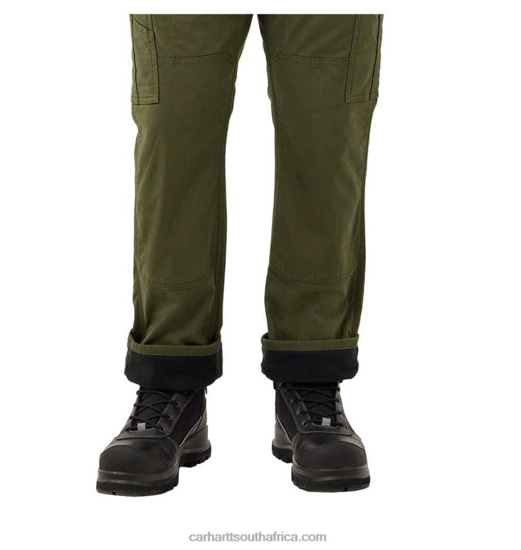 Men Basil 6D80X55 Carhartt Rugged Flex Relaxed Fit Ripstop Cargo Fleece-Lined Work Pant