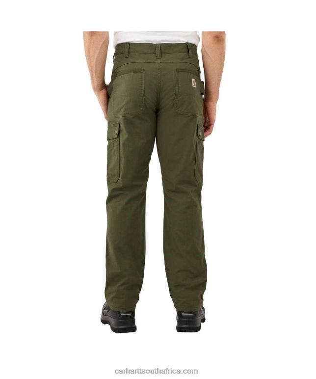 Men Basil 6D80X55 Carhartt Rugged Flex Relaxed Fit Ripstop Cargo Fleece-Lined Work Pant