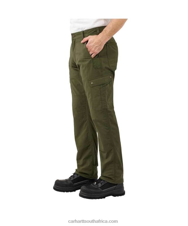 Men Basil 6D80X55 Carhartt Rugged Flex Relaxed Fit Ripstop Cargo Fleece-Lined Work Pant