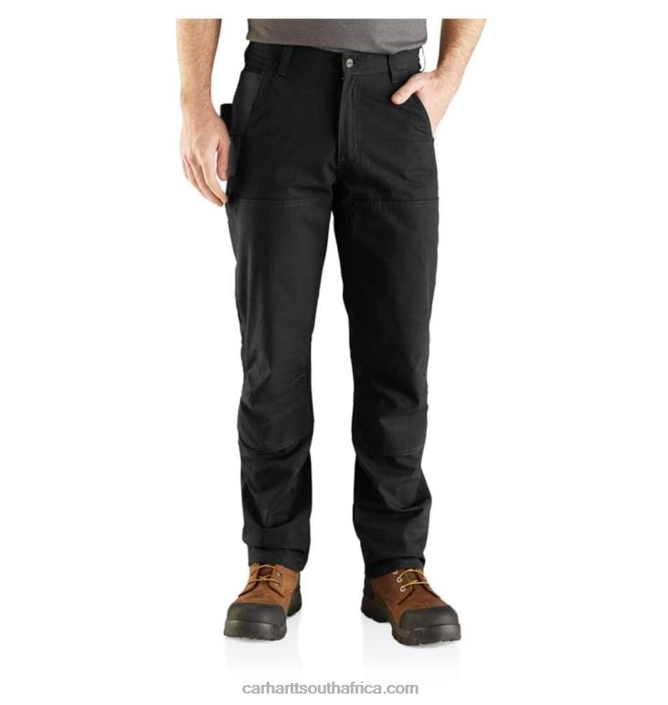 Men Black 6D80X57 Carhartt Steel Rugged Flex Relaxed Fit Double-Front Utility Work Pant