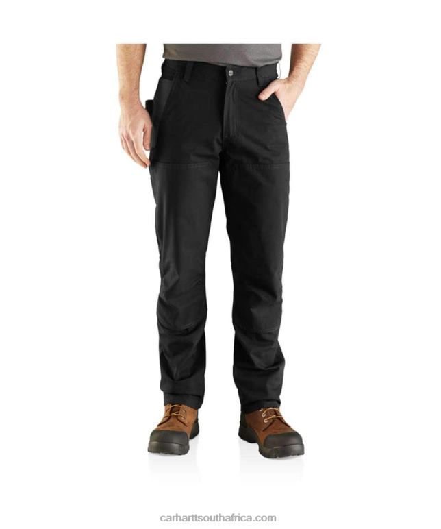 Men Black 6D80X57 Carhartt Steel Rugged Flex Relaxed Fit Double-Front Utility Work Pant