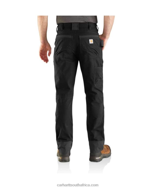 Men Black 6D80X57 Carhartt Steel Rugged Flex Relaxed Fit Double-Front Utility Work Pant