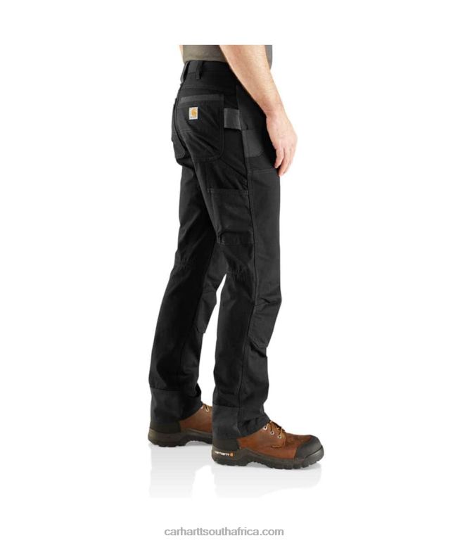 Men Black 6D80X57 Carhartt Steel Rugged Flex Relaxed Fit Double-Front Utility Work Pant