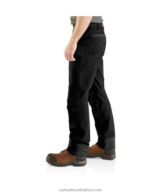 Men Black 6D80X57 Carhartt Steel Rugged Flex Relaxed Fit Double-Front Utility Work Pant