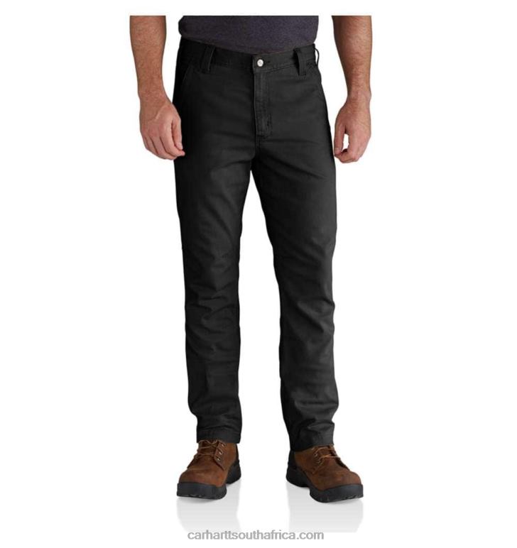 Men Black 6D80X61 Carhartt Rugged Flex Straight Fit Canvas 5-Pocket Tapered Work Pant