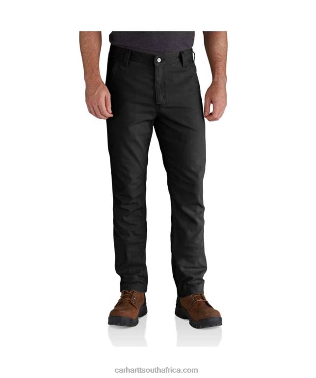Men Black 6D80X61 Carhartt Rugged Flex Straight Fit Canvas 5-Pocket Tapered Work Pant