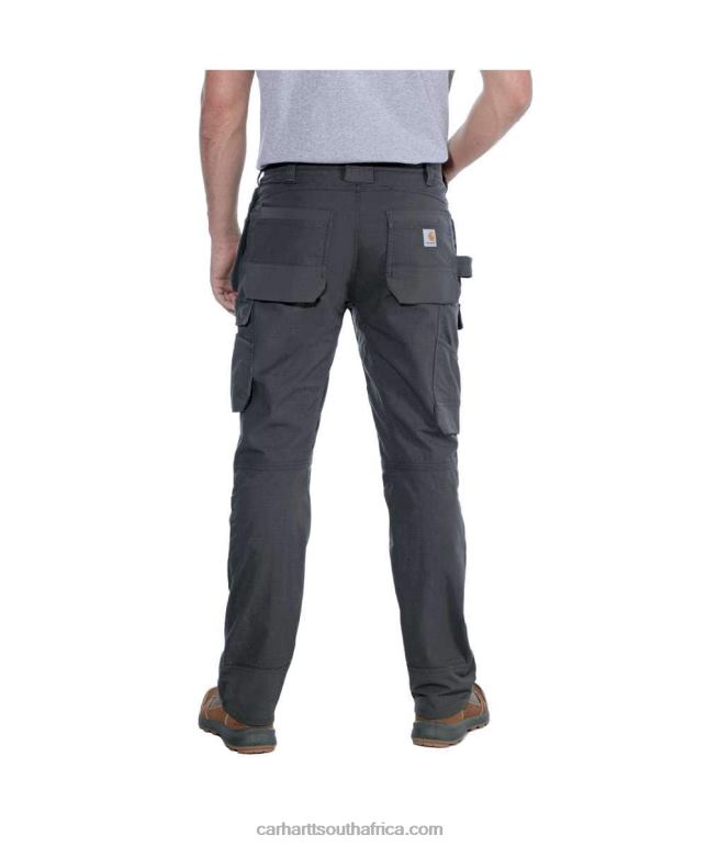Men Black 6D80X62 Carhartt Steel Rugged Flex Relaxed Fit Double-Front Cargo Multi-Pocket Work Pant
