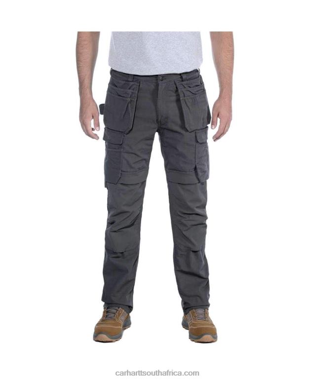 Men Black 6D80X62 Carhartt Steel Rugged Flex Relaxed Fit Double-Front Cargo Multi-Pocket Work Pant