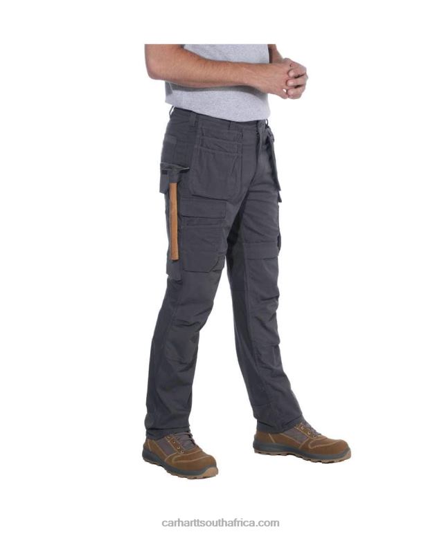 Men Black 6D80X62 Carhartt Steel Rugged Flex Relaxed Fit Double-Front Cargo Multi-Pocket Work Pant
