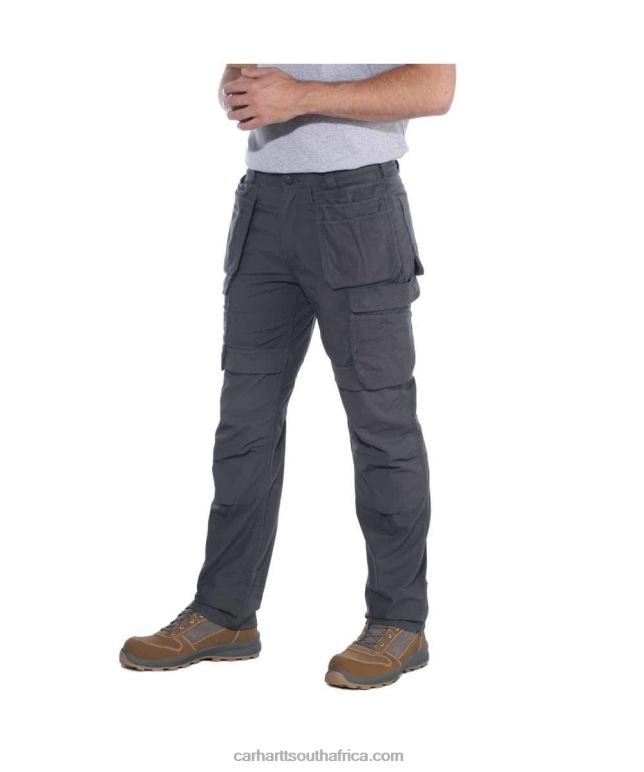 Men Black 6D80X62 Carhartt Steel Rugged Flex Relaxed Fit Double-Front Cargo Multi-Pocket Work Pant