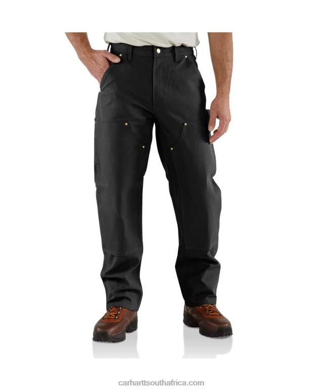 Men Black 6D80X63 Carhartt Loose Fit Firm Duck Double-Front Utility Work Pant