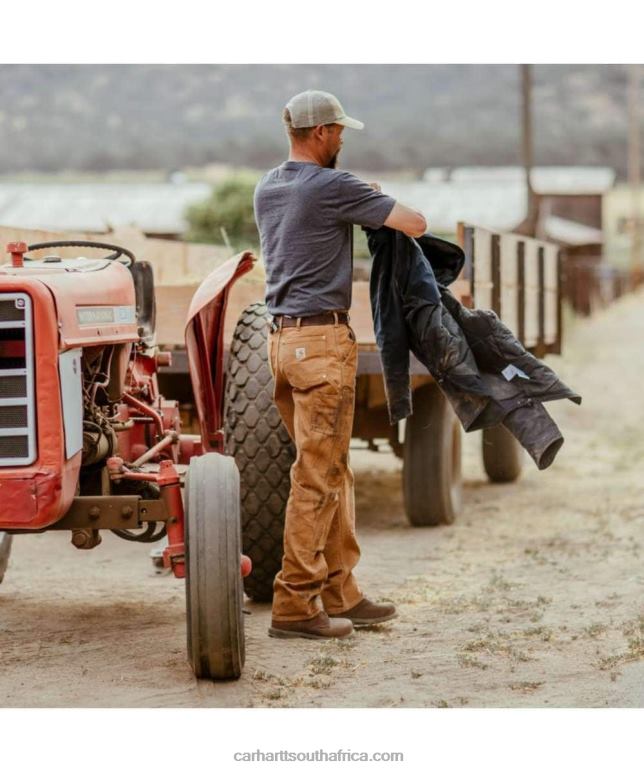 Men Black 6D80X63 Carhartt Loose Fit Firm Duck Double-Front Utility Work Pant