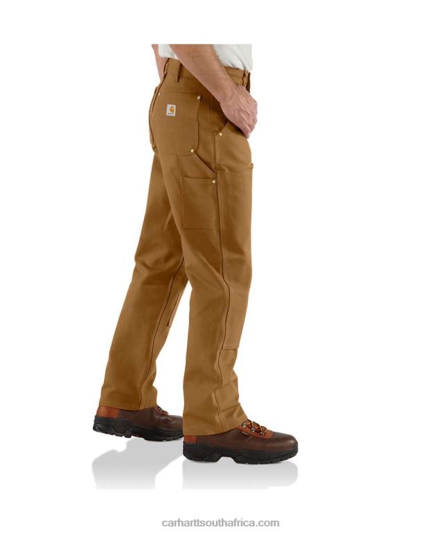 Men Black 6D80X63 Carhartt Loose Fit Firm Duck Double-Front Utility Work Pant