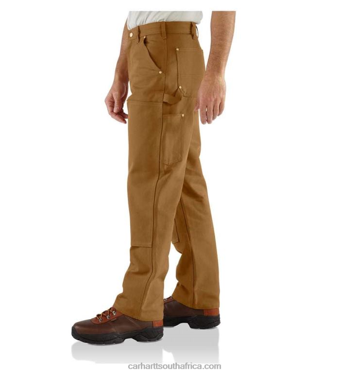 Men Black 6D80X63 Carhartt Loose Fit Firm Duck Double-Front Utility Work Pant