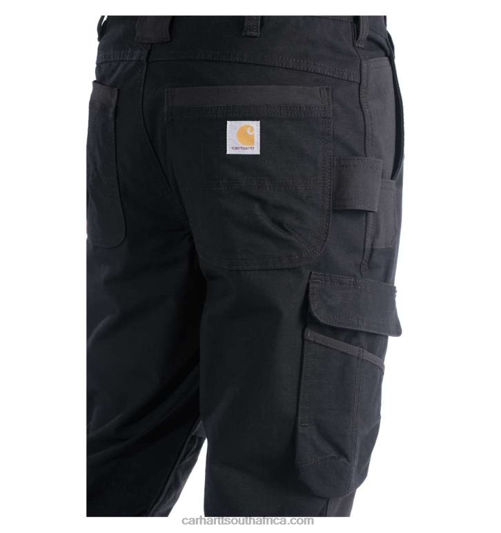 Men Black 6D80X64 Carhartt Steel Rugged Flex Relaxed Fit Double-Front Cargo Work Pant