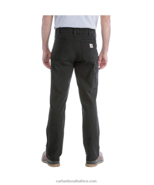 Men Black 6D80X67 Carhartt Rugged Flex Straight Fit Duck Tapered Leg Utility Work Pant