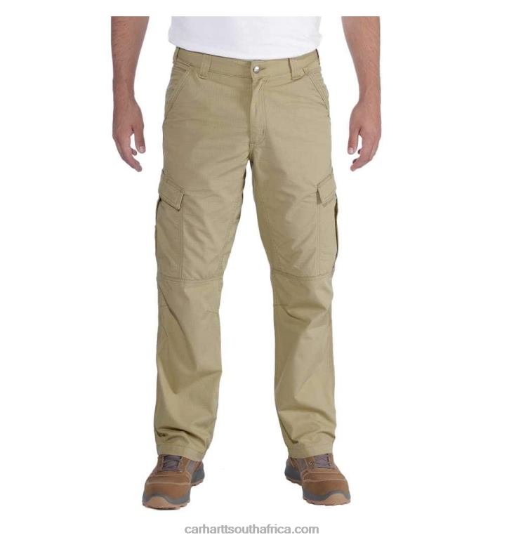 Men Dark Khaki 6D80X66 Carhartt Force Relaxed Fit Ripstop Cargo Work Pant