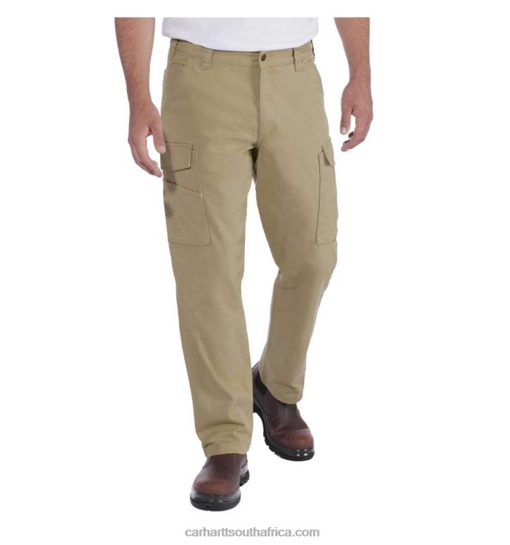 Men Dark Khaki 6D80X69 Carhartt Rugged Flex Relaxed Fit Canvas Cargo Work Pant