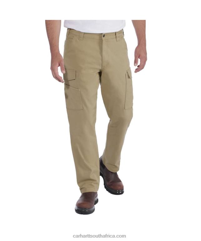 Men Dark Khaki 6D80X69 Carhartt Rugged Flex Relaxed Fit Canvas Cargo Work Pant