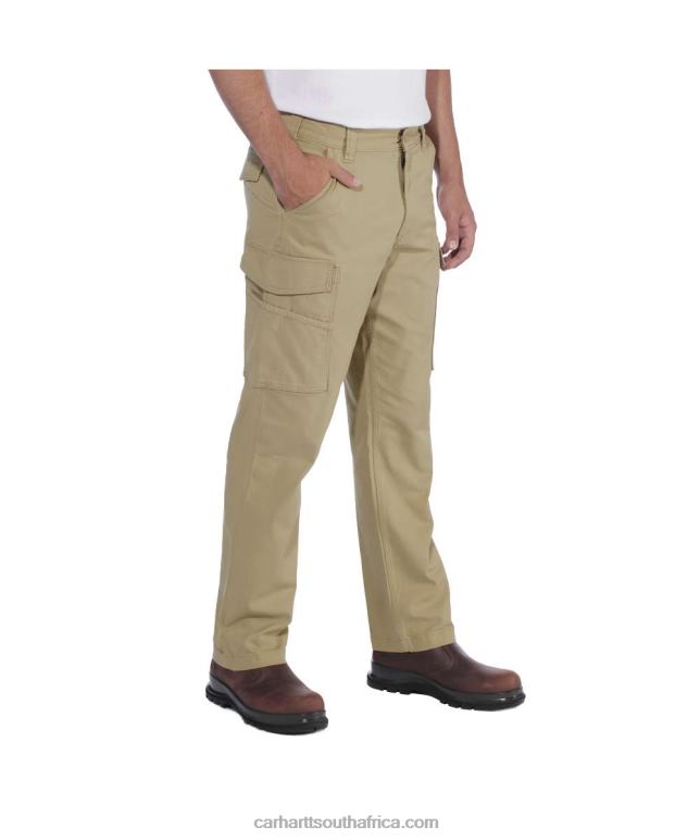 Men Dark Khaki 6D80X69 Carhartt Rugged Flex Relaxed Fit Canvas Cargo Work Pant