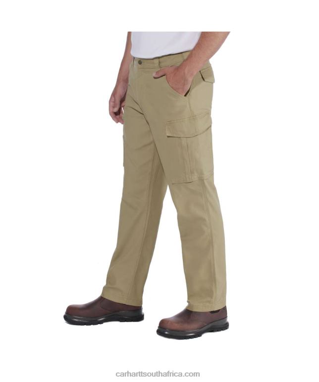 Men Dark Khaki 6D80X69 Carhartt Rugged Flex Relaxed Fit Canvas Cargo Work Pant