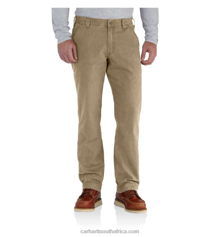 Men Dark Khaki 6D80X70 Carhartt Rugged Flex Relaxed Fit Canvas Work Pant
